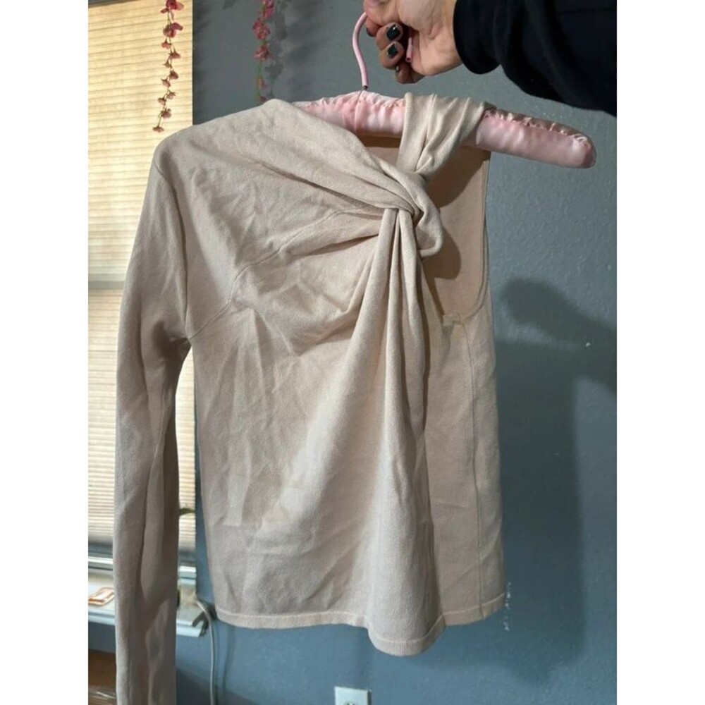 Zara NWT Size S Beige One Shoulder Twist Knot Long Sleeve Knit Top - Picture 5 of 8